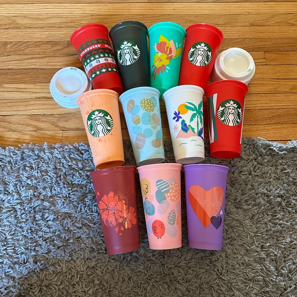 brand new plastic starbucks cups